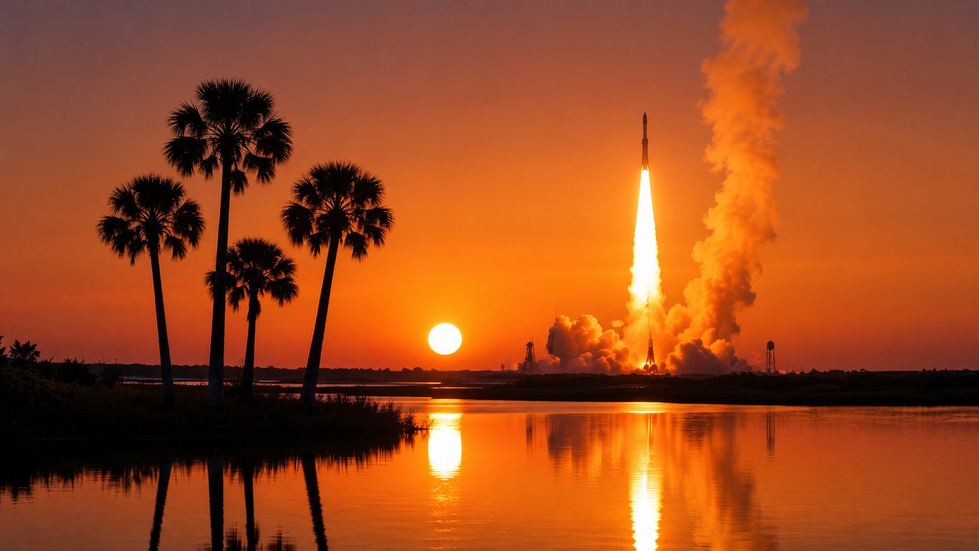 Aerial view of Kennedy Space Center on Florida’s Space Coast