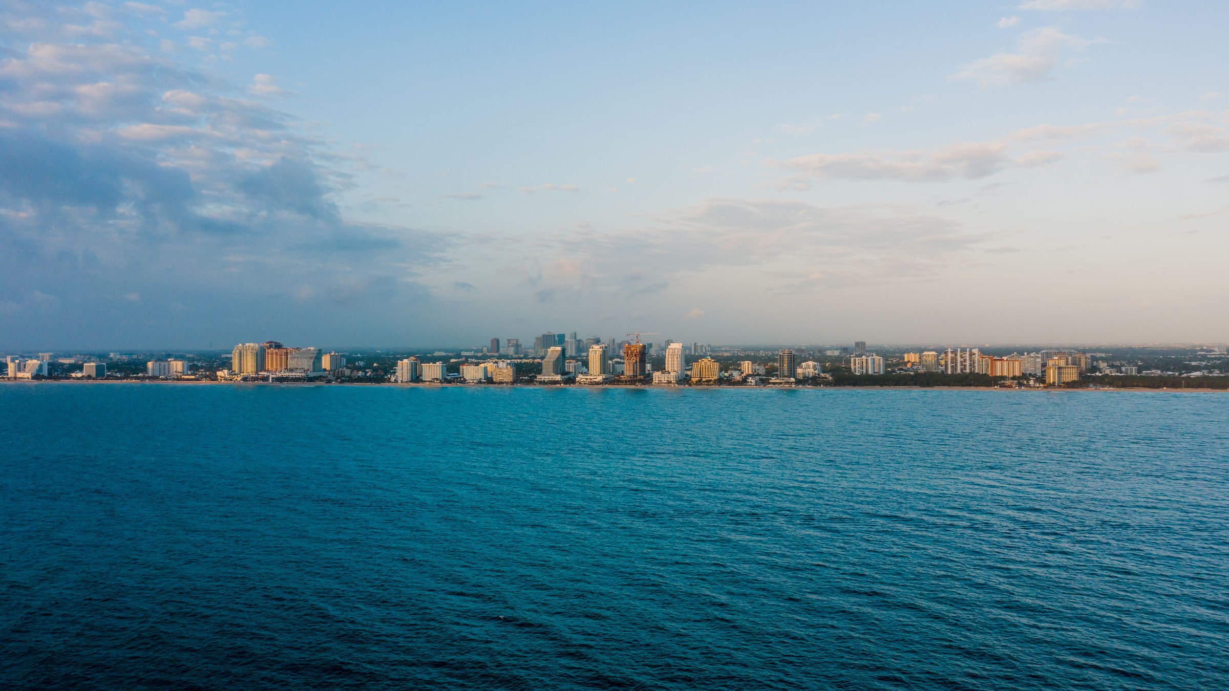 Fort Lauderdale skyline and waterfront at dusk