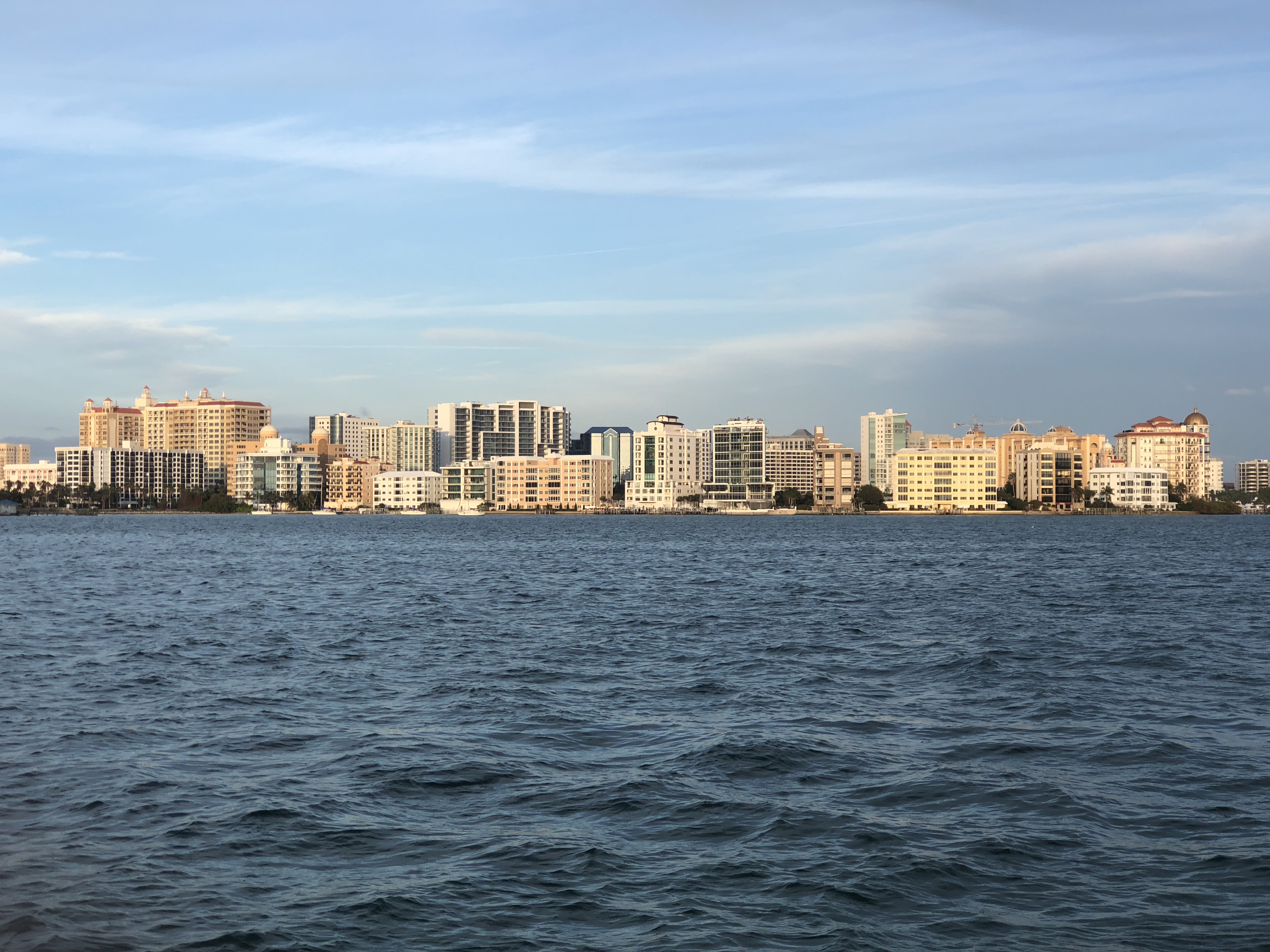 Sarasota skyline across Sarasota Bay, photographed from Bird Key Park